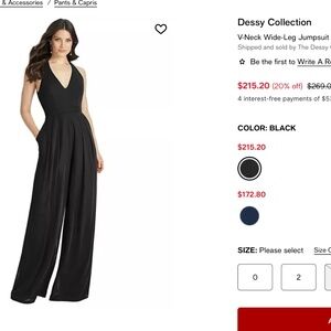 Dessy Collection Vivian Diamond V Neck Jumpsuit